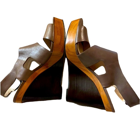 MICHAEL Michael Kors Carla Brown Leather Platform Sandals Size 9.5M - Picture 6 of 9